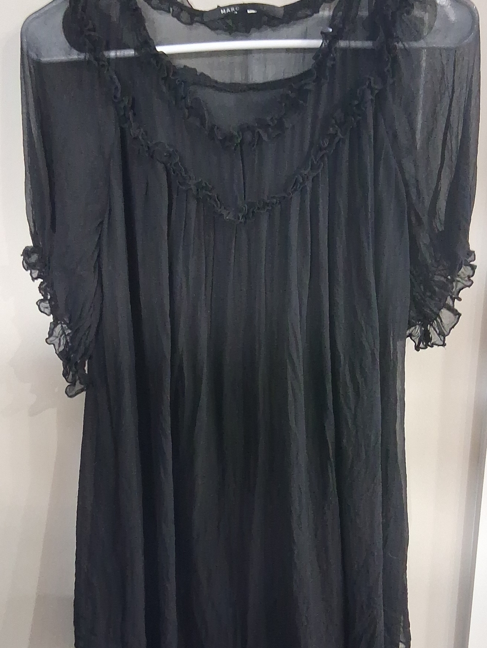 Marc by Marc Jacobs Black Sheer Ruffle-Trim Baby Doll Dress